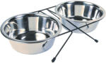 TRIXIE Set 2 Castroane Inox Cu Suport Metalic, 2x1.8 l/ 21 cm/44x9x23 cm, 24833