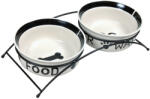 TRIXIE Set 2 Castroane Ceramice Cu Suport Metalic, 2x1, 6 l/ø 20 cm/41x10x20 cm, Alb/Negru, 24642