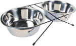 TRIXIE Set 2 Castroane Inox Cu Suport Metalic, 2x2.8 l/ 24 cm/52x11x30 cm, 24834