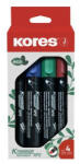  Alkoholos marker készlet, 1-3 mm, vágott, KORES "Eco K-Marker", 4 különböző szín (COIK20784)