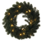  LED karácsonyi koszorú, 40 cm, 2x AA, beltéri, meleg fehér, időzítő