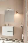 Savinidue Eva 60cm-es 2 fiókos fürdőszobaszekrény fényes fehér & szürke tölgy+ mosdó - mindigbutor