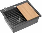 Quadron Statie de lucru incastrata cu dozator sapun Quadron Kurt 110 negru - inox 59.5x50 cm (HCQK5052CZK) Chiuveta