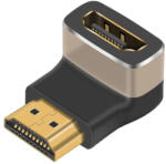 Basekit Adaptor HDMI Mama la HDMI Tata, Basekit, 8k@60Hz, 4k@120Hz, 90 Grade, Conectori Auriti, Argintiu (BK-KPHDMA-39)
