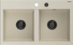 Mexen Hektor, 2 kamrás gránit mosogató 800x480x205 mm, bézs, grafit szifon, 6521802000-69-B (6521802000-69-B)