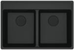 Franke MARIS 2.0 MRG 620-35-35 TL kétmedencés gránit mosogató, szifonnal, MATT fekete, beépíthető (114.0661.674)
