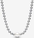 Pandora ezüst gyöngyök és tenyésztett gyöngy nyaklánc - 393176C01-45