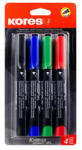 Kores Alkoholos marker készlet, 3 mm, kúpos, KORES "Eco K-Marker", 4 különböző szín (20764)
