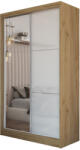 Expedo Dulap cu ușă glisantă KUREZ cu oglindă, 150x216x61, stejar artisan/alb Garderoba
