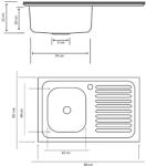 Lisa Chiuveta inox cu Picurator 50x80cm - montare stanga, finisaj lucios + sifon inclus (ZLN1862SF) Chiuveta