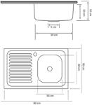 Lisa Chiuveta inox 50x80cm cu picurator dreapta - include sifon si ventil scurgere (ZLN6966SF) Chiuveta
