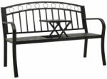 vidaXL Bancă de grădină cu masă, negru, 125 cm, oțel (312040) - comfy