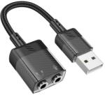 Hoco Placa de sunet USB HOCO LS37, 2 x Jack 3.5mm, Negru - evomag