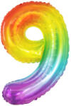 PartyPal Számos lufi 34" 86cm óriás Rainbow, szivárvány, szám, számjegy 9-es (LUFI725319)