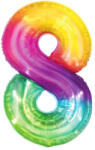 PartyPal Számos lufi 34" 86cm óriás Rainbow, szivárvány, fólia szám, számjegy 8-as (LUFI178256)