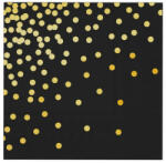PartyPal Szalvéta 33x33cm 10db Fekete, Arany pöttyös, konfettis (LUFI749421)