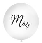 Partydeco 3 feet 91cm fehér esküvői latex léggömb Mrs felirattal (LUFI481831)