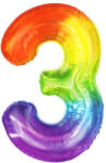 PartyPal Számos lufi 34" 86cm óriás Rainbow, szivárvány, szám, számjegy 3-as (LUFI334577)