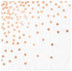 PartyPal Szalvéta 33x33cm 10db Fehér, Rosegold pöttyös, konfettis (LUFI937167)