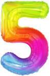 PartyPal Számos lufi 34" 86cm óriás Rainbow, szivárvány, fólia szám, számjegy 5-ös (LUFI368989)