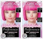 L'Oréal Préférence Meta Vivids set 2x vopsea de păr 75 ml Nuanţă 7.222 Meta Pink pentru femei