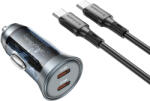 BOROFONE Incarcator Auto Cu Cablu USB-C Borofone BZ26B Discovery, 45W, 3A, 2 x USB-C, Albastru