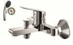Inter Ceramic Стенен смесител за вана и душ ALFI ICF 6486123, месинг, хром, с подвижен душ, държач и шлаух, 8.2x19см (6486123)