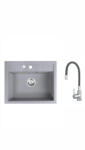 FERRO+EVER Set chiuveta Ferro granit gri , 1 cuva 580x480 cu baterie flexibila Gri ER-A208G