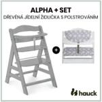 Hauck - Alpha+ szett 2in1 fából készült szék, grey + huzat Teddy grey