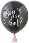 PartyPal 3 feet 91cm Fekete léggömb babaváróra, Boy or Girl, Rózsaszín konfettivel (LUFI217799)