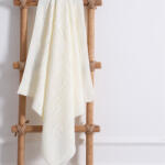 Firststepsshop Patura tricotata pentru bebelusi, 100% bumbac alb, 80x90 cm Lenjerii de pat bebelusi‎, patura bebelusi