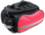 Spyral City bővíthető csomagtartó táska, 8L, 32x26x20 cm, 2 oldalsó zsebbel, vállpánttal, fekete - piros