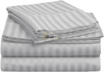 HomePuls Cearsaf de pat 2 persoane king size Damasc Bumbac 100% tip Hotel cu dunga 1 cm, 240x260 cm, Gri