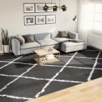 vidaXL fekete és krém hosszú szálú bozontos modern szőnyeg 300 x 400cm (375418) - vidaxl