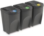 Rauman Szürke, 3 x 35 l-es szemetesgyűjtő szett válogatott hulladékhoz