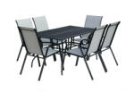 ROJAPLAST ZWMT-83 SET fém kerti asztal, 150 x 90 x 72 cm - fekete, 6 db székkel (609/9/_1012C)