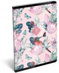 Lizzy Card XRCise Look exkluzív vonalas füzet - 60 lapos A5 - Fifteen rózsaszín virágos - madaras (LIZ-23071124)