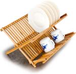 HomeandMode 2 szintes összehajtható bambusz konyhai edényszárító (784610280)
