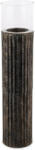 ART-POL Sötétbarna dombormintás fém hengeres mécsestartó oszlop üvegbúrával 108x24, 5x24, 5cm (163781) - perfectodekor