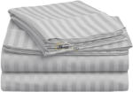 HomePuls Cearsaf de pat cu elastic Damasc Bumbac 100% dunga 1 cm, 230x250 cm pentru saltea 180x200 cm, Gri Lenjerie de pat