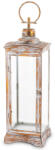 ART-POL Vintage koptatott barna-krém üvegezett fém mécsestartó lantern lámpás akasztóval 79x23x23cm (164761)