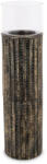 ART-POL Sötétbarna dombormintás fém hengeres mécsestartó oszlop üvegbúrával 83x21x21cm (163782) - perfectodekor