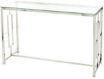 Art-Pol Design fém ezüst konzolasztal, üveg asztallap 78x120x40cm (146912)