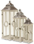 Art-Pol Fakeretes üvegezett szürkésbarna 3db-os lantern lámpás szett 101x35x35 / 79x27x27 / 57x19x19cm (108679)