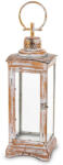 ART-POL Vintage koptatott barna-krém üvegezett fém mécsestartó lantern lámpás akasztóval 66x19x19cm (164762)