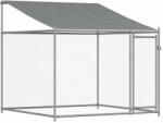 vidaXL szürke horganyzott acél kutyaketrec tetővel és ajtóval 2x2x2 m 172559