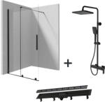 Deante x Alcaplast Set paravan dus walk-in 120x195 cm, rigola si coloana de dus negru mat Anemon (setdeante3)