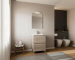 Savinidue Lisbona 60cm-es 2 fiókos fürdőszobaszekrény füstölt tölgy + mosdó - smartbutor