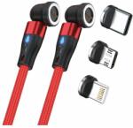 RealPower 439649 USB-C/Lightning/USB-B apa - USB-C/Lightning/USB-B apa 2.0 Adat és töltő kábel - Piros (1m) (439649) (439649)