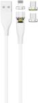 2GO USB-A apa - USB-C/Lightning/MicroUSB apa Mágneses adat és töltő kábel - Fehér (1m) (797317) (797317)